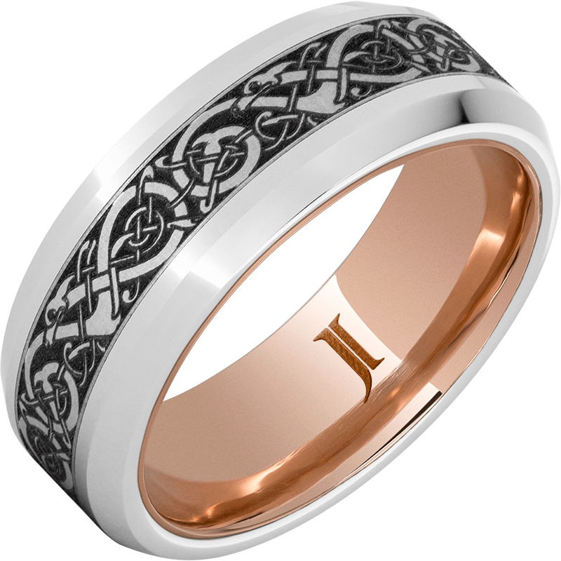 The Viking - Serinium?Engraved Ring with 10K Rose Gold Interior