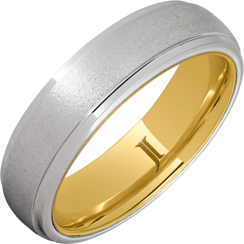 Serinium?Ring with 10K Yellow Gold Interior and Stone Finish