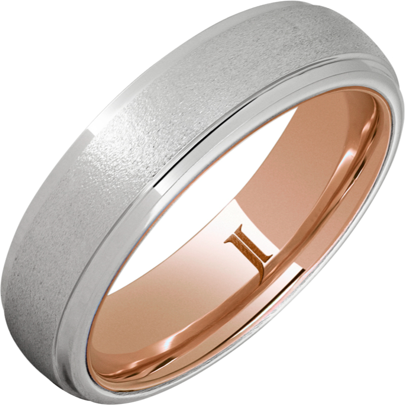 Serinium?Ring with 10K Rose Gold Interior and Stone Finish