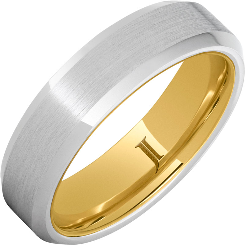 Serinium® Ring with 10K Yellow Gold Interior and Satin Finish