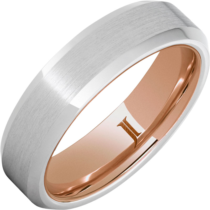 Serinium® Ring with 10K Rose Gold Interior and Satin Finish