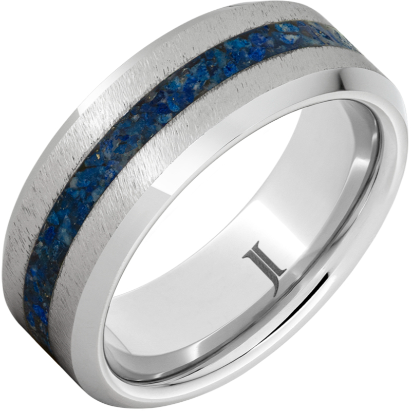 Serinium?Ring with Lapis Lazuli Inlay and Grain Finish