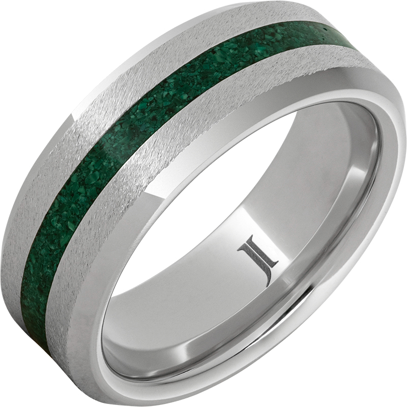 Serinium?Ring with Malachite Inlay and Grain Finish