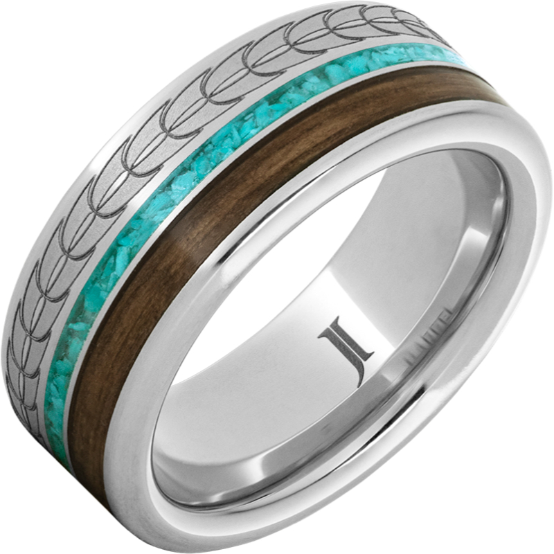 Barrel Aged - Serinium?Ring with Turquoise and Bourbon Inlays