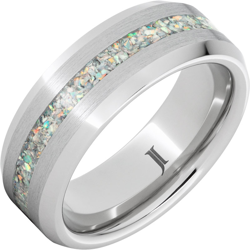 Serinium?Ring with Crushed Opal Inlay and Satin Finish