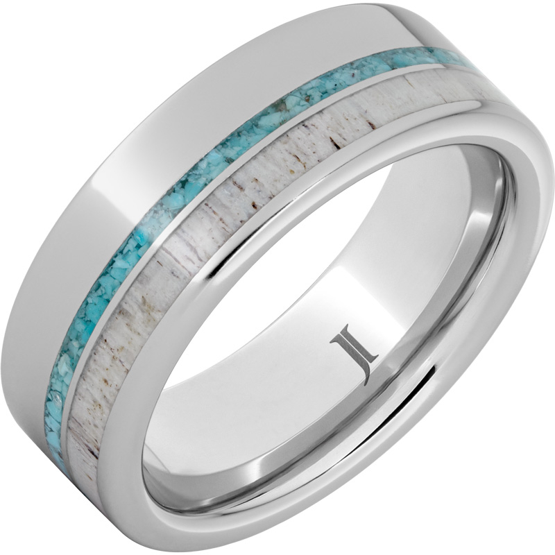 Serinium?Ring with Turquoise and Antler Inlays