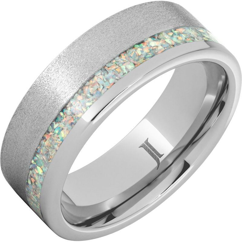 Serinium?Ring with Opal Inlay and Stone Finish