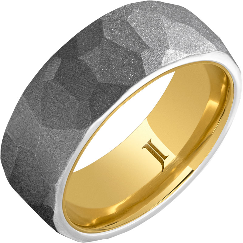 Serinium® 10K Hidden Gold Ring With Chisel Sandblast Finish