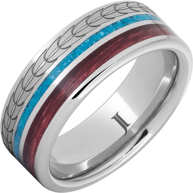 Barrel Aged - Serinium?Ring with Cabernet and Turquoise Inlays