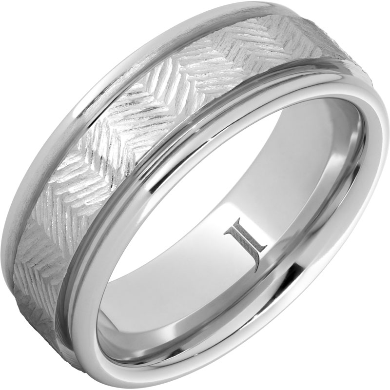 Serinium?Chevron Hand Engraved Ring