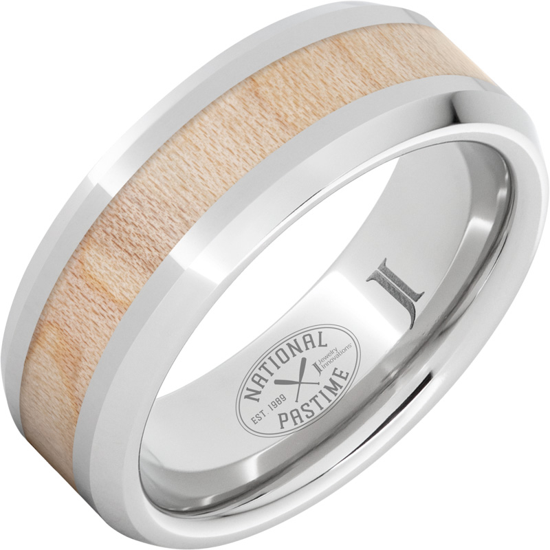 National Pastime Collection - Serinium?Ring with Vintage Maple Baseball Bat Wood Inlay