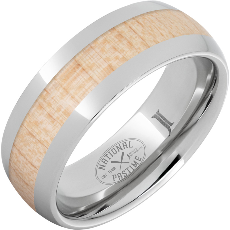 National Pastime Collection - Serinium?Ring with Vintage Maple Baseball Bat Wood Inlay