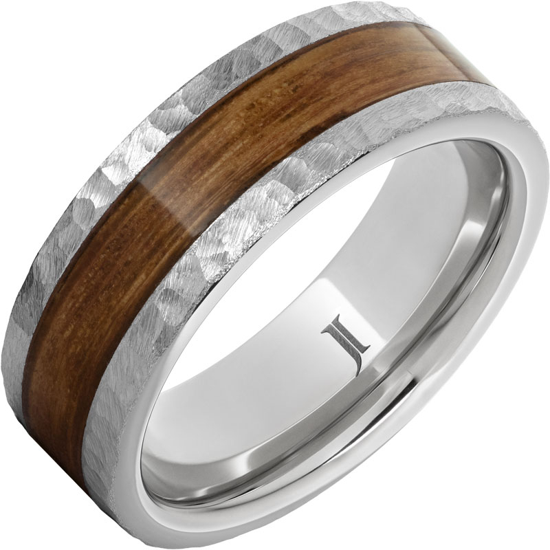 Barrel Aged - Serinium?Ring with Bourbon Inlay and Moon Crater Finish