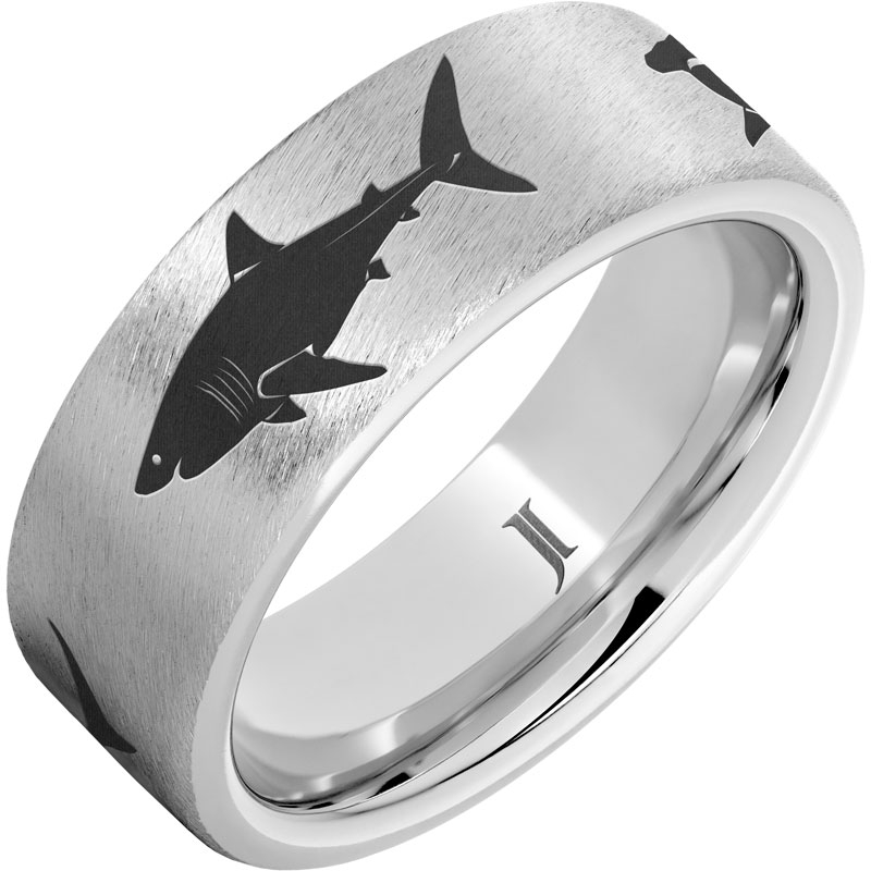 Sea Predator - Serinium?Shark Engraved Ring