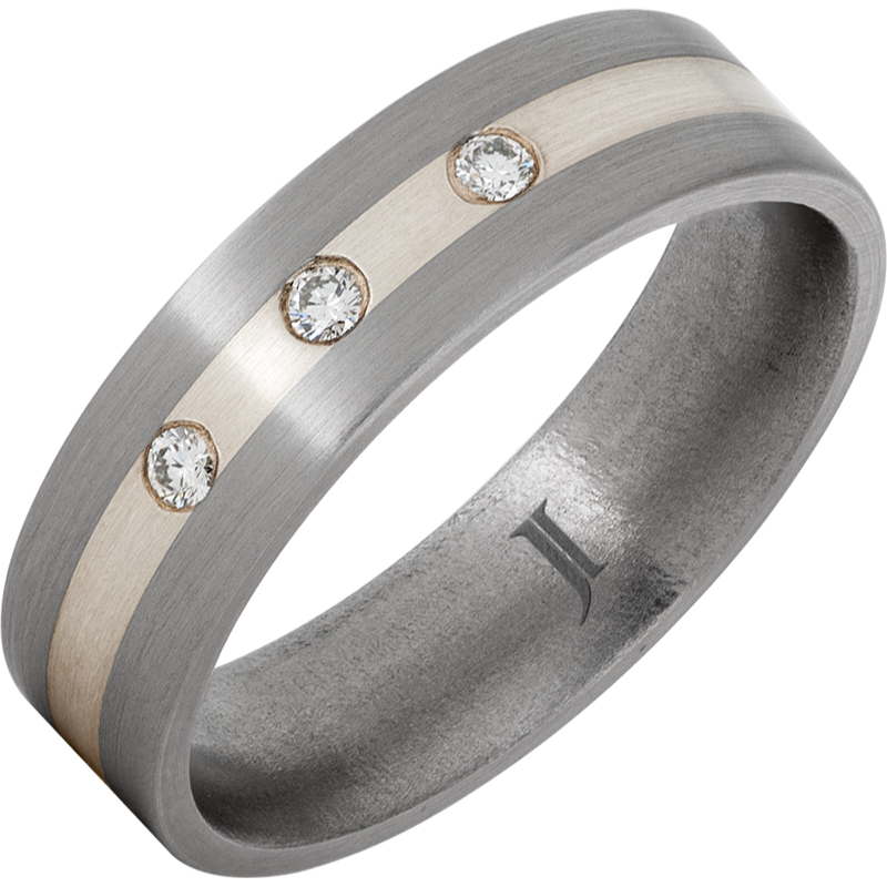 Aerospace Grade Titanium - with Diamonds and Sterling Silver Inlay