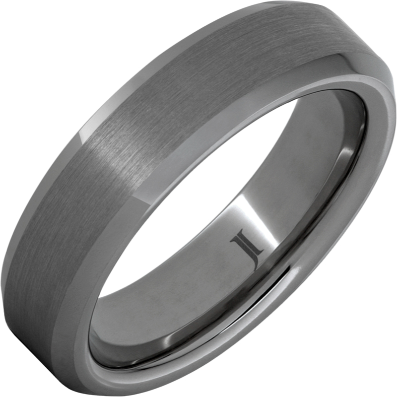 Rugged Tungsten - Beveled Edge Ring with Satin Finish