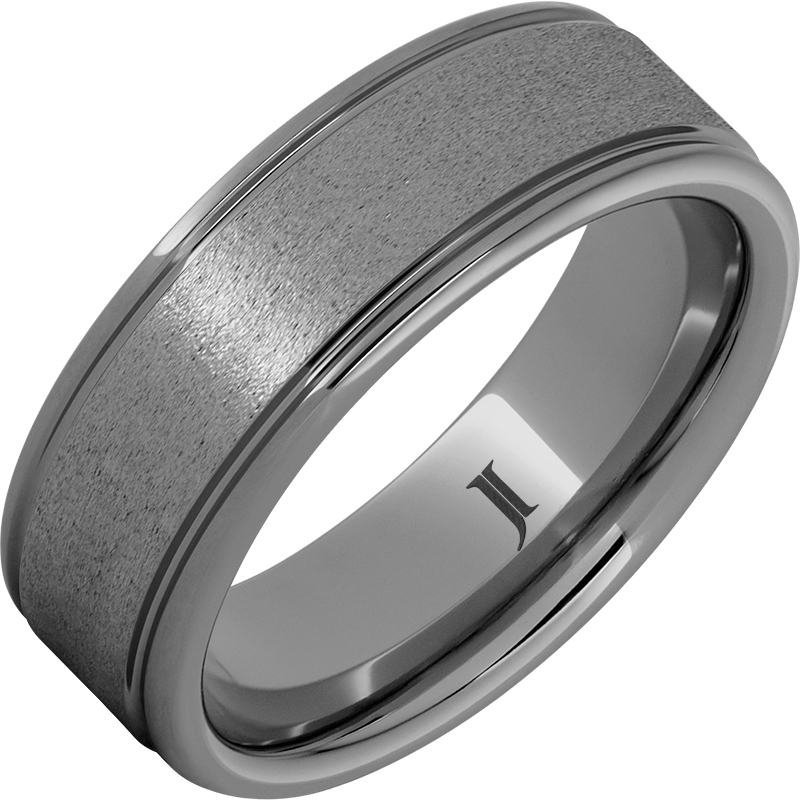 Rugged Tungsten - Ring with Stone Finish