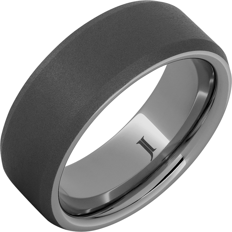 Rugged Tungsten - Beveled Edge Ring with Sandblast Finish