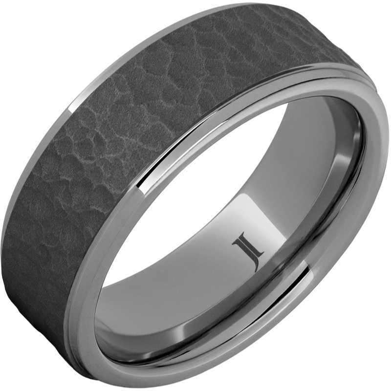 Rugged Tungsten - Moon Crater Carved Sandblast Ring