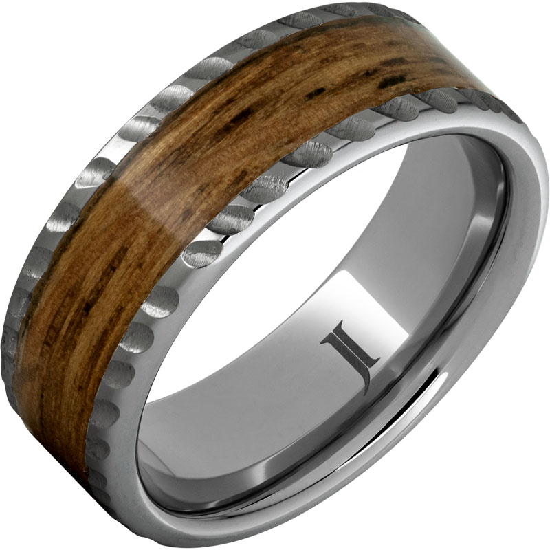 Barrel Aged™ Rugged Tungsten™ Ring with Bourbon Wood Inlay