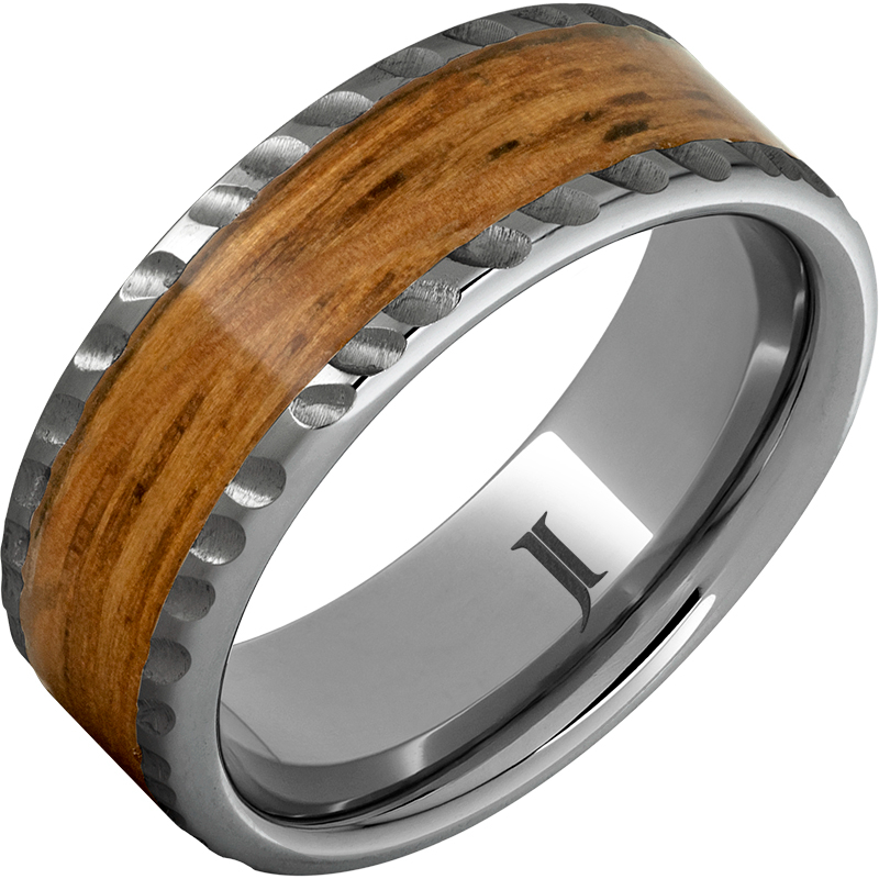 Barrel Aged - Rugged Tungsten - Ring with Single Malt Scotch Wood Inlay