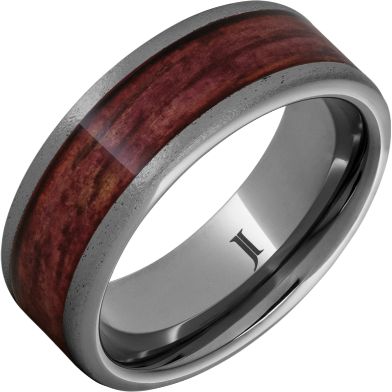 Barrel Aged - Rugged Tungsten - Ring with Cabernet Inlay and Stone Finish