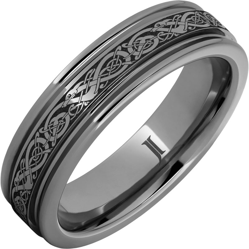 The Viking ® Rugged Tungsten™ Engraved Rounded Edge Ring