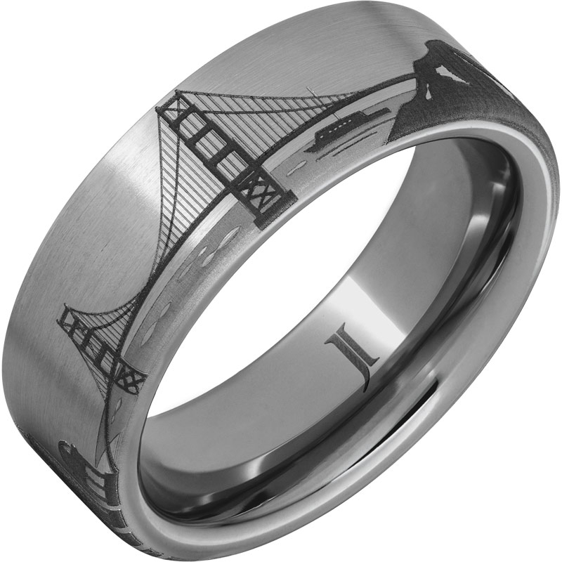 Rugged Tungsten - Golden Gate Bridge Scene Ring