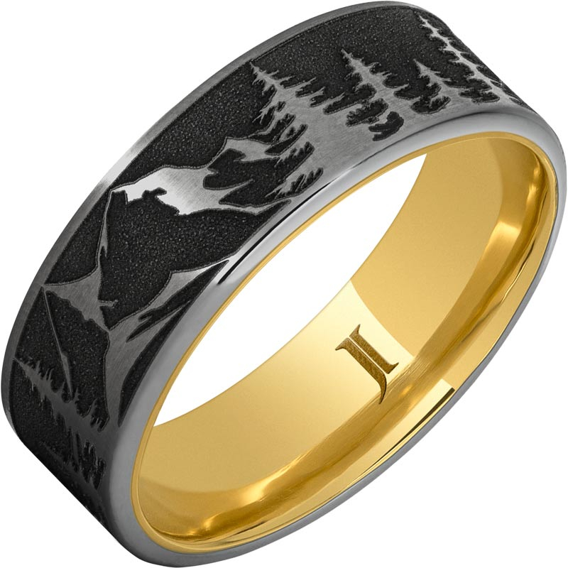 Hidden Gold - 10k Inlay Rugged Tungsten - Ring