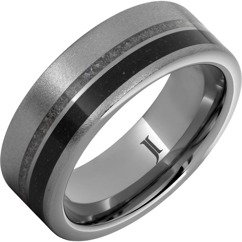 Shifting Sands - Rugged Tungsten™ White and Black Sand Inlay Ring